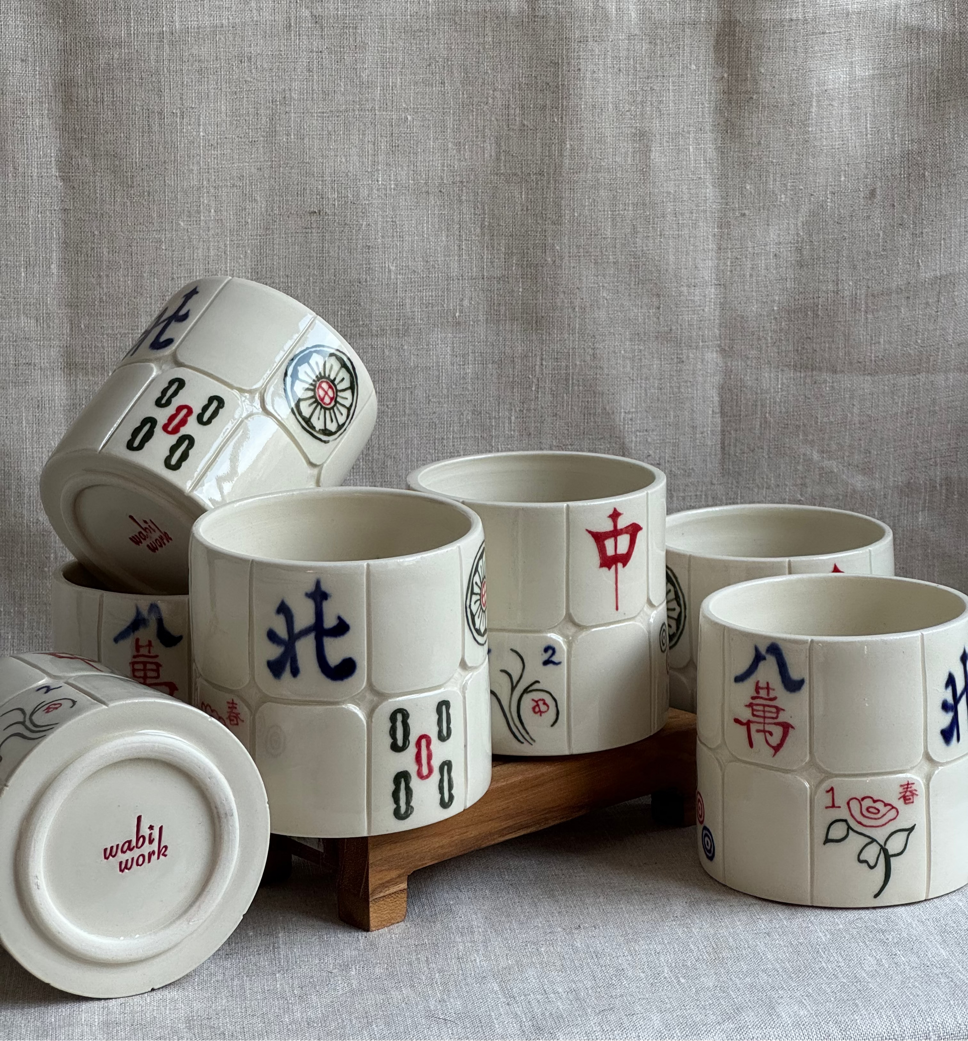 Porcelain Mahjong Tile Cup